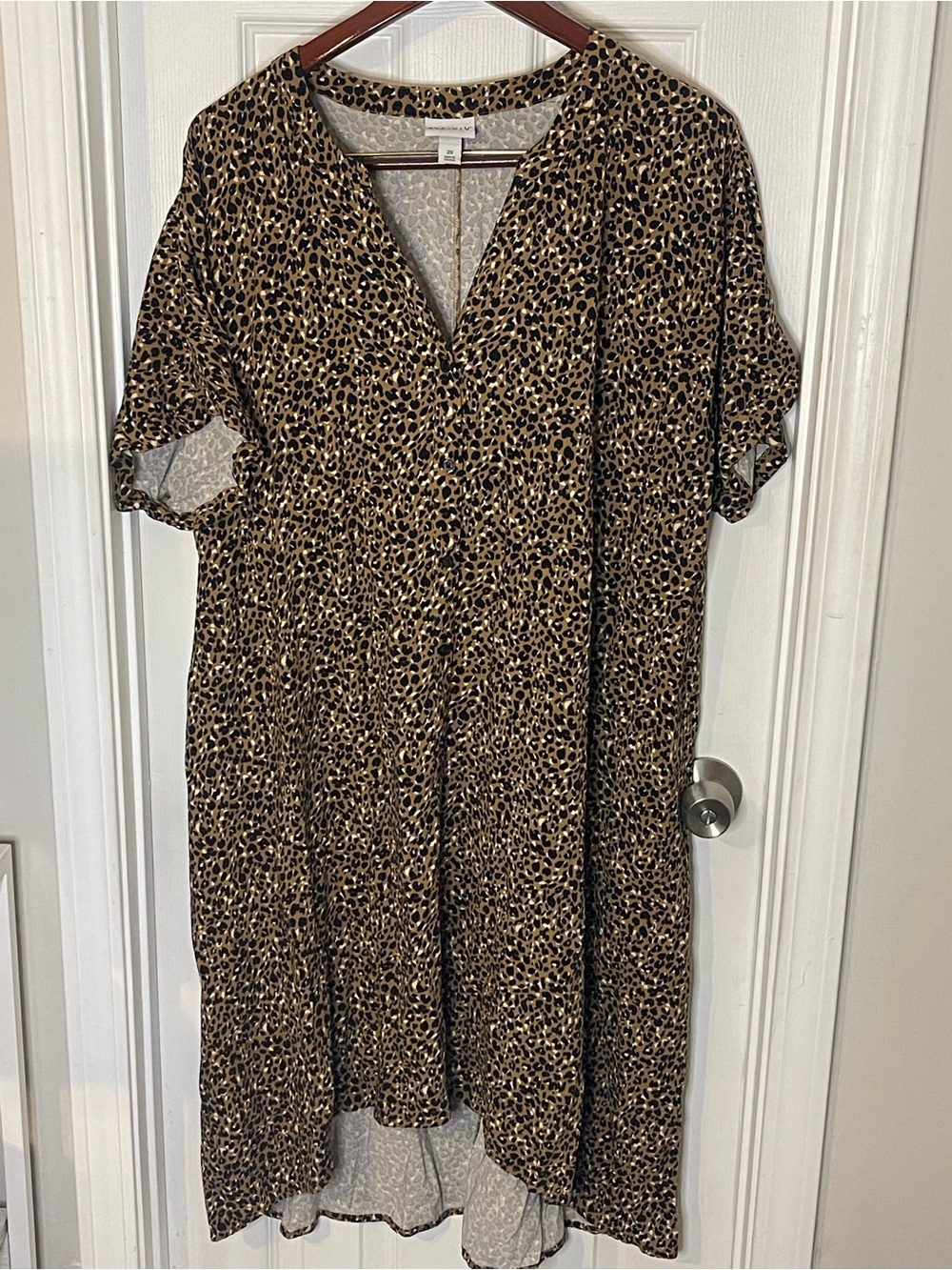 Ava & Viv Brown and Black Leopard Print Midi Dress